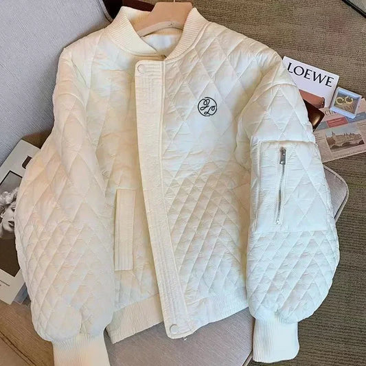 Women Golf Wear White Cotton-Padded Tennis Jackets  Autumn Winter Warm Outwear Women Casual Windbreaker Coat Golf Clothing