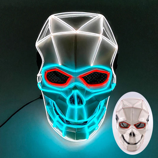 LED Halloween Mask Luminous Neon Skull Mask Cosplay Zombi Ghost Mask Luminous Carnival Festive Party Supplies