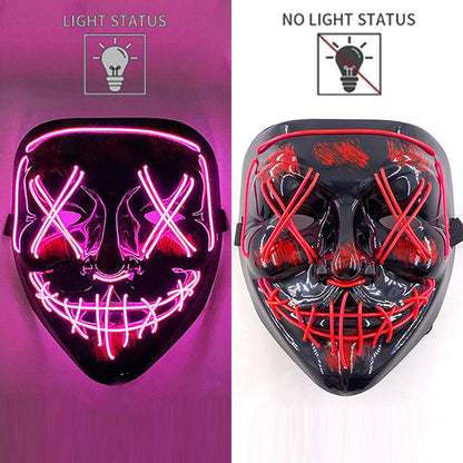New Designed Glowing Halloween Party Mask Flashing LED Masks EL Neon Light Cosplay Mask Costume Props Glow Party Supplies
