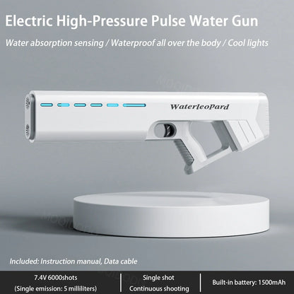 Electric Water Gun Toy With Light Waterproof Fully Automatic Water Pistol Spray Burst Absorbing Outdoor Pool Toys for Kids Gifts