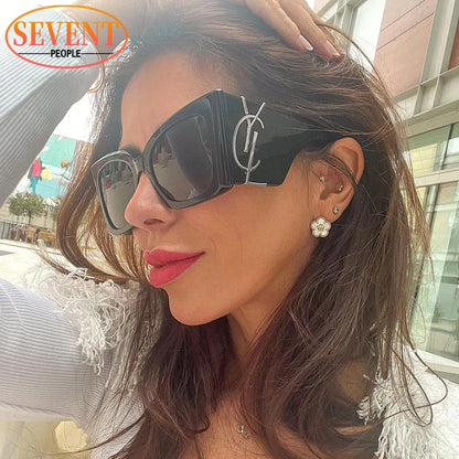 Oversized Cat Eye Sunglasses Women 2025 Luxury Brand Designer Fashion Square Sun Glasses for Female New Trend Big Frame Sunglass