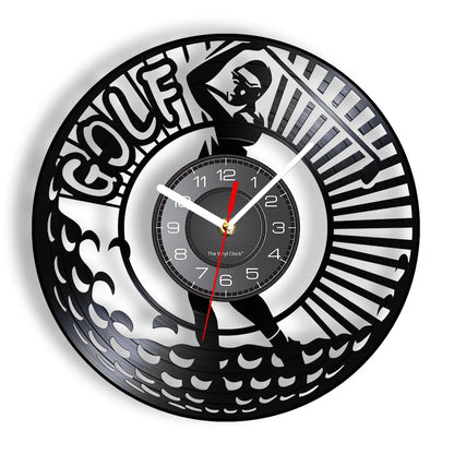 Golfer Wall Clock Sports Golf Club Vinyl Record Wall Clock Golf Gifts for Him Golf Fan Golf Player Silhouette Decorative Clock