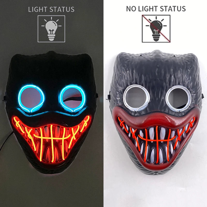 New Halloween Horror Party Mask Cosplay Movie Mask Neon LED Luminous Mask EL Cold Light Fluorescent Mask Masquerade Décor