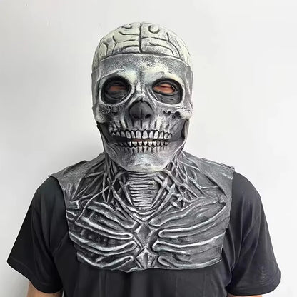 Full Head Skeleton Headgear Halloween Scary Mask Head Realistic Latex Mask for Cosplay Horror Party Costume Haunted House Props