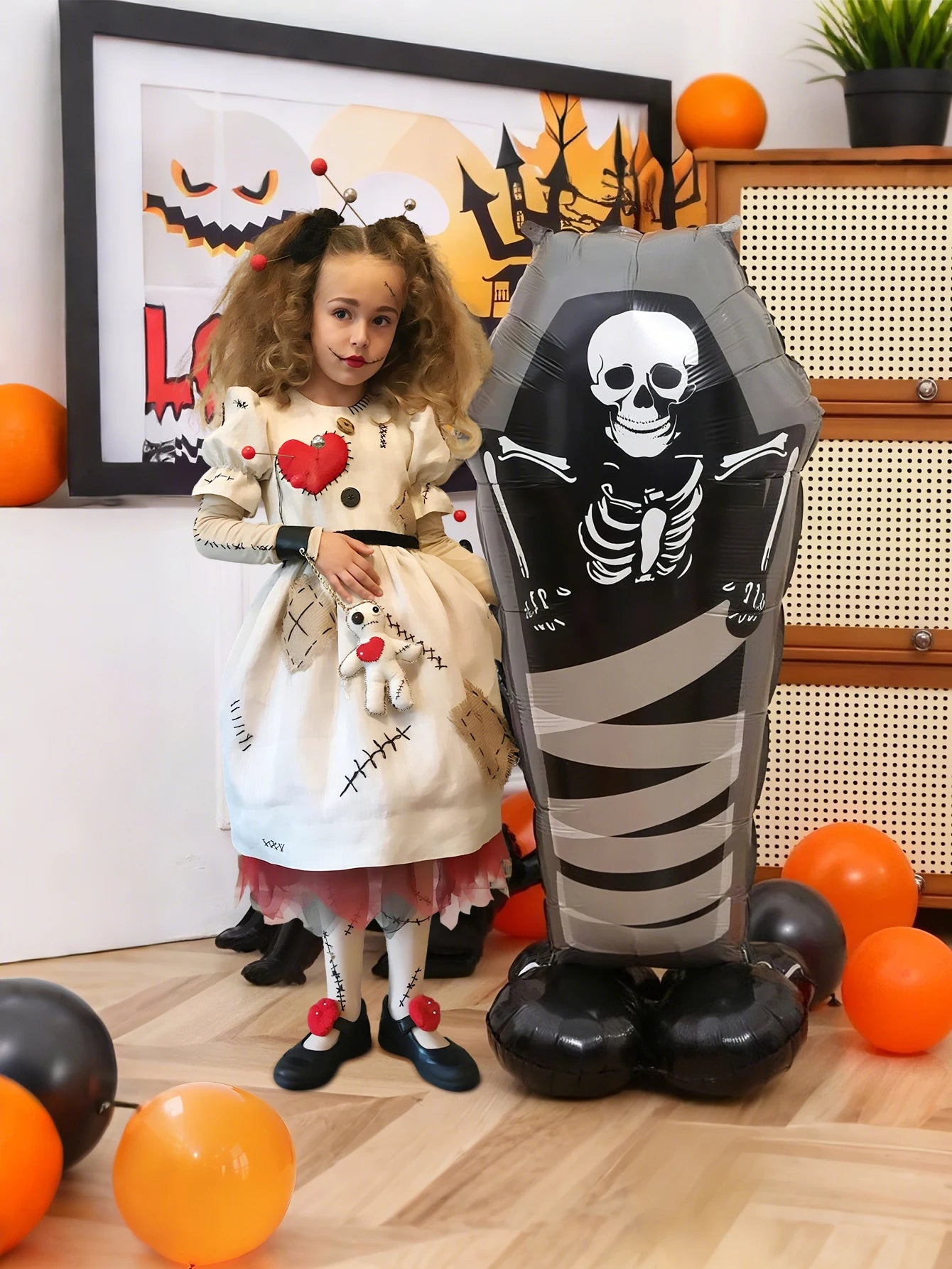 1pc Skull Tombstone Balloon, Halloween Theme Decoration, Skull Party, Garden Cemetery Decoration, Haunted House Decoration