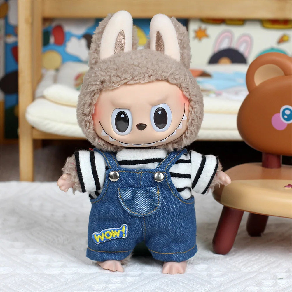17cm Mini Doll'S Clothes Outfit Accessories for Korea Kpop Exo Labubu Idol V1 V2 Leather Jacket Leather Skirt Clothing Gift
