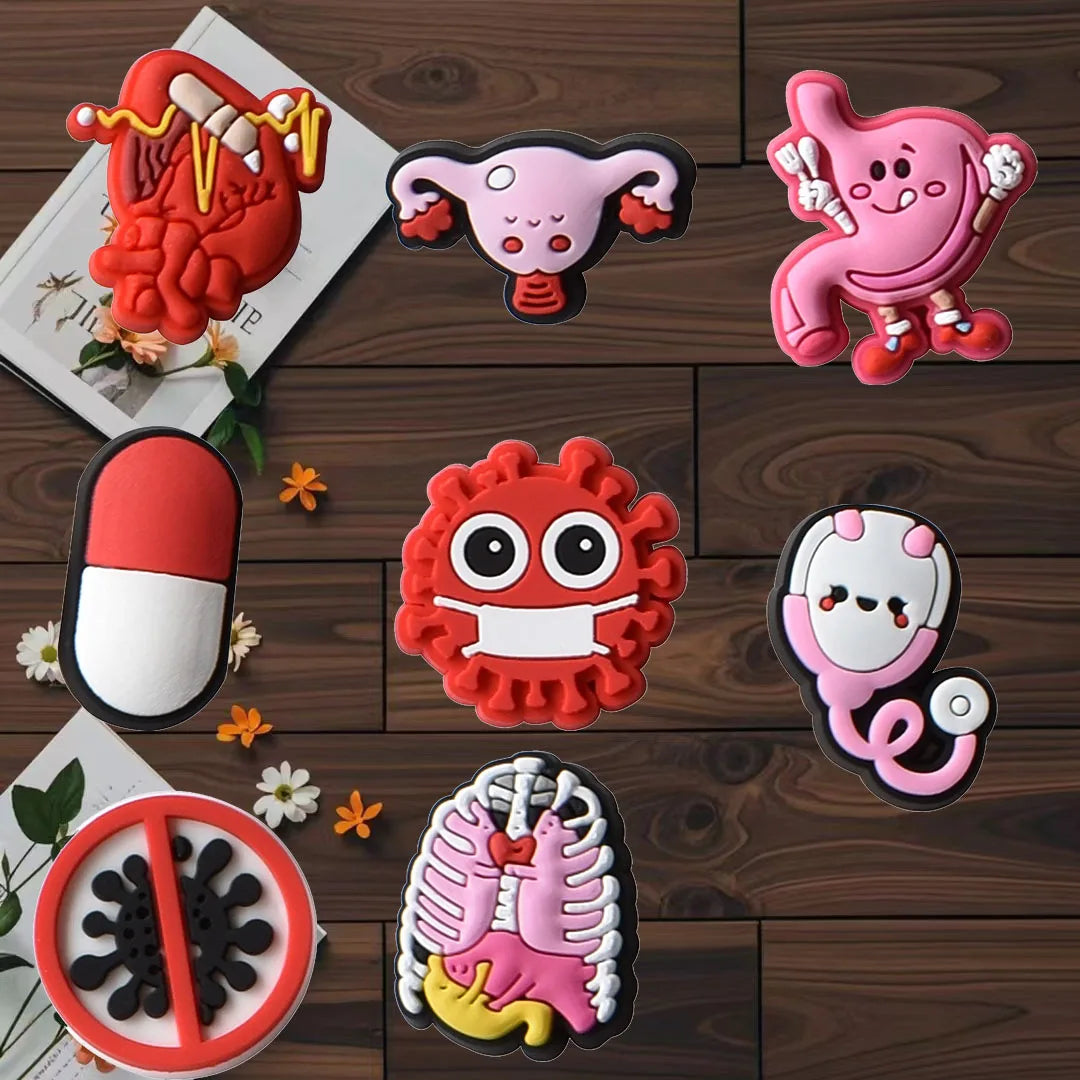 100Pcs Bulk Shoe Charms for Crocs Accessories Organ Medical Care Shoes Charm for Croc Decorations Pins Men Jeans Woman Clogs
