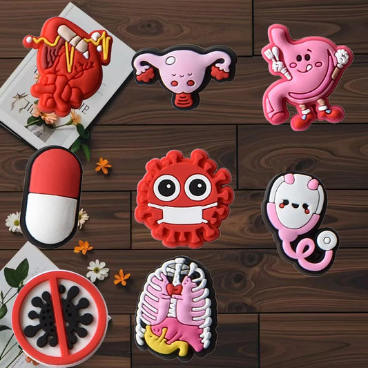 100Pcs Bulk Shoe Charms for Crocs Accessories Organ Medical Care Shoes Charm for Croc Decorations Pins Men Jeans Woman Clogs