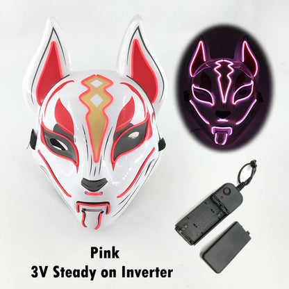 Glowing Halloween Party El Face Mask Japanese Anime Character Cosplay Led Clothing Fox Face Mask for Parties