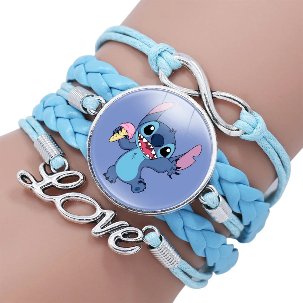 Disney Stitch Bracelet Cartoon Lilo & Stitch Anime Figures Print Cute Wristand Present Kids Toys Girls Christmas Party Gift Toy