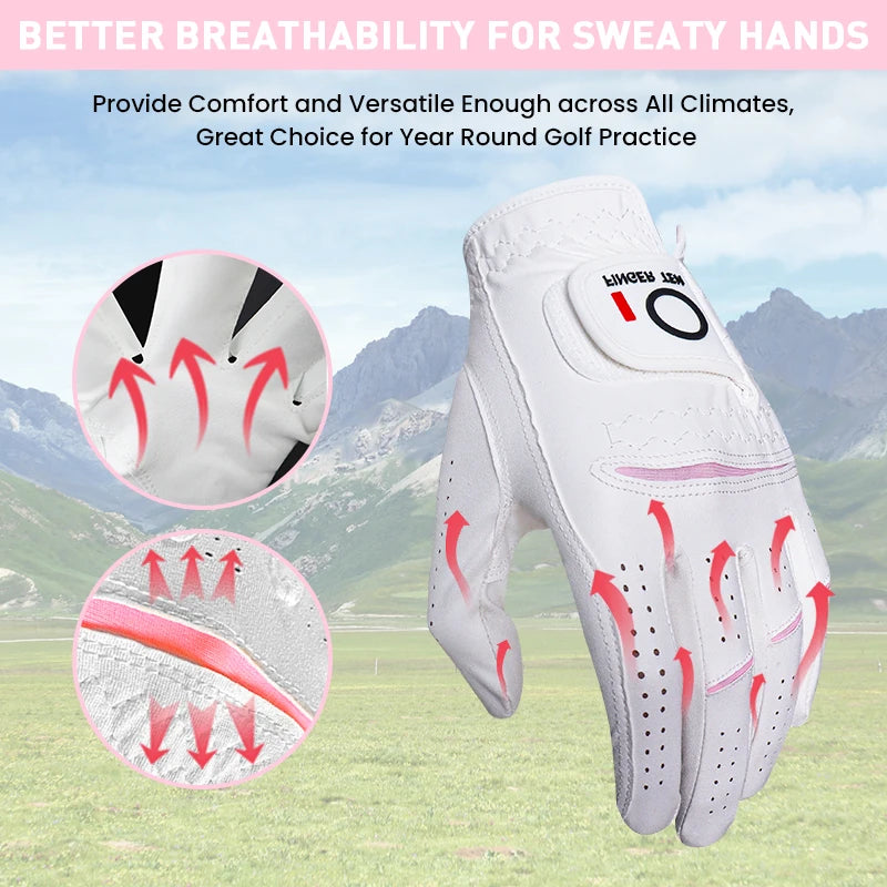 Womens Ladies Golf Rain Gloves Pair Both Hand Left Right Hand, Wet Hot Cool Grip