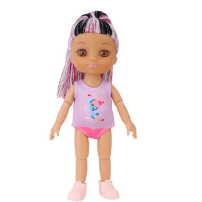 16cm Girl Doll With Clothes Brown Skin Multi Joint Movable Body Girls DIY Toys Birthday Gifts