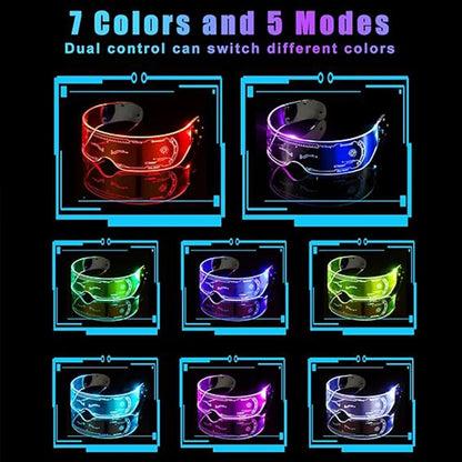Halloween Party Glasses LED Light Up Cyberpunk Glasses Glowing Cool Goggles for Man Women Futuristic Cosplay Bar Party Props