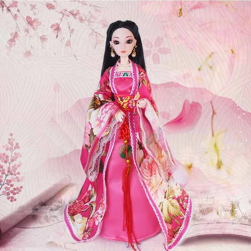 New 30cm Doll Full Set Chinese Style Costume Doll Set 1/6 Bjd Doll With Headwear Girls Play House Dress Up Toys