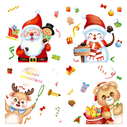 Christmas Stickers, Snowflake,Elk,Snowman,Santa Claus for Door, Wall, Window, Decoration Display