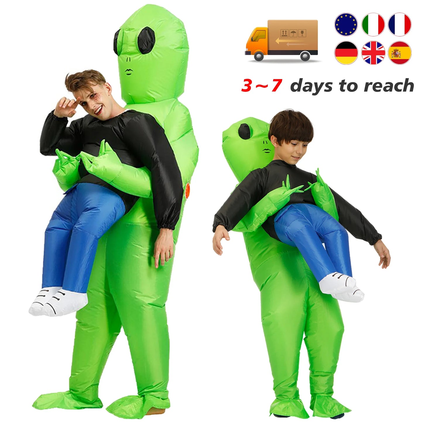 ET-Aliens Inflatable Costume Scary Monster Cosplay for Adult Kids Thanksgiving Christmas Party Festival Stage Children Clothing