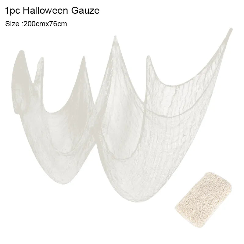 Horror Halloween Party Decoration Haunted Houses Doorway Outdoors Decorations Black Creepy Cloth Scary Gauze Gothic Props