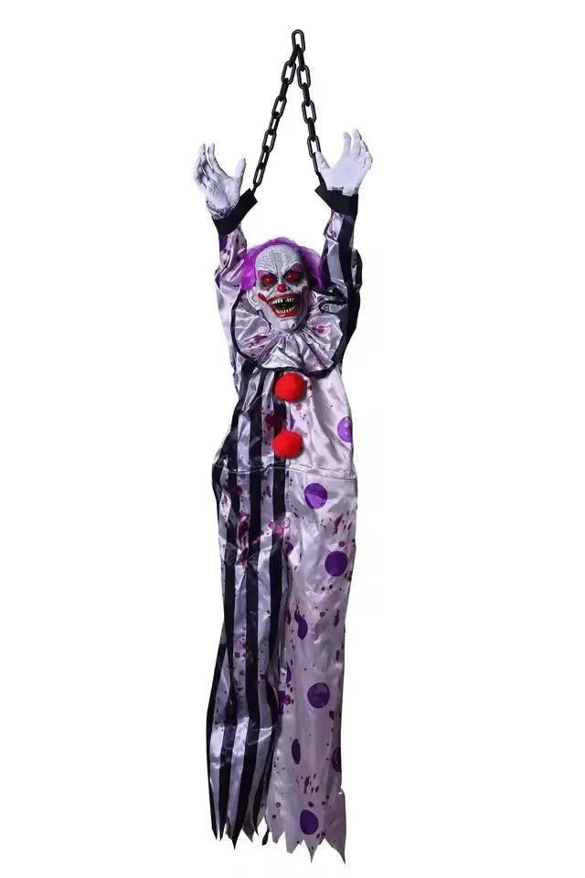 Halloween Animatronics Decoration Hanging Clown Nurse Voice Control Electric Outdoor Scary Clearance Horror Haunted House Props