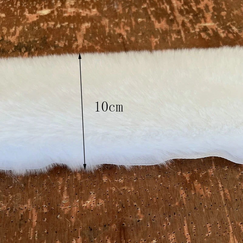 1m Artificial Rabbit Fur Widen White Ribbon for Trim Clothes Accessory Faux Fur Strips Cuffs DIY Fluffy Garment Decoration