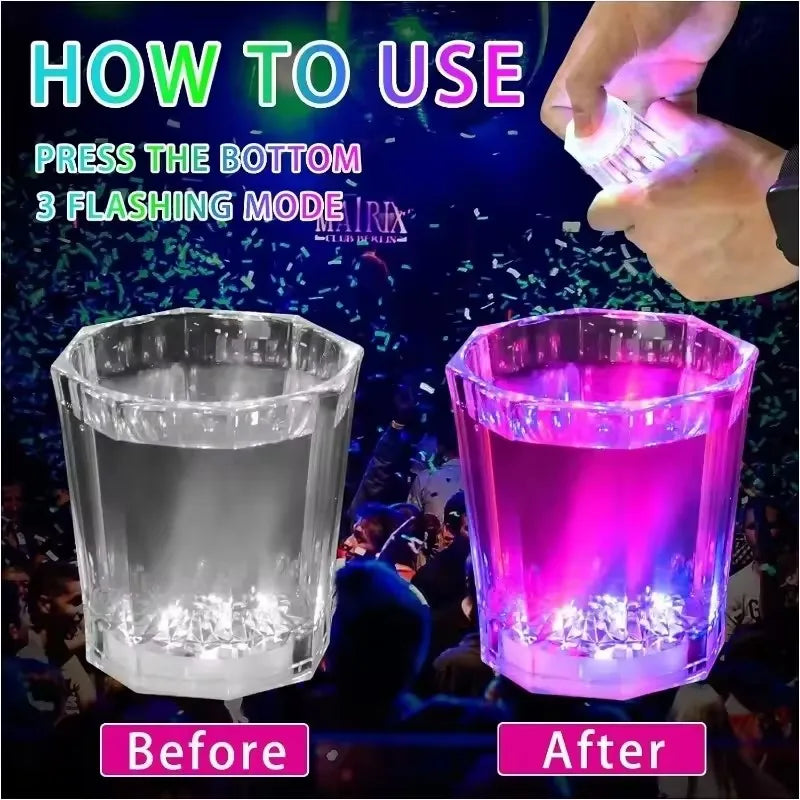 24/48Pcs LED Glowing Glasses Cup Light Up Shot Cup LED Flash Drinking Glasses Light Up Shot Glasses for Party Glow in the Dark ﻿