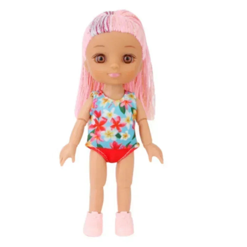 16cm Girl Doll With Clothes Brown Skin Multi Joint Movable Body Girls DIY Toys Birthday Gifts