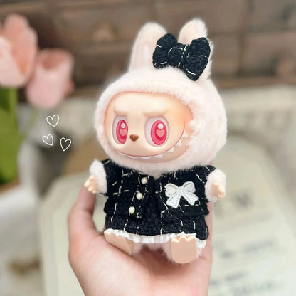 Mini Doll'S Clothes Outfit Accessories for Korea Kpop Exo 15cm Labubu Idol V2 Pink Black White Blue Skirt Set Clothing Gift