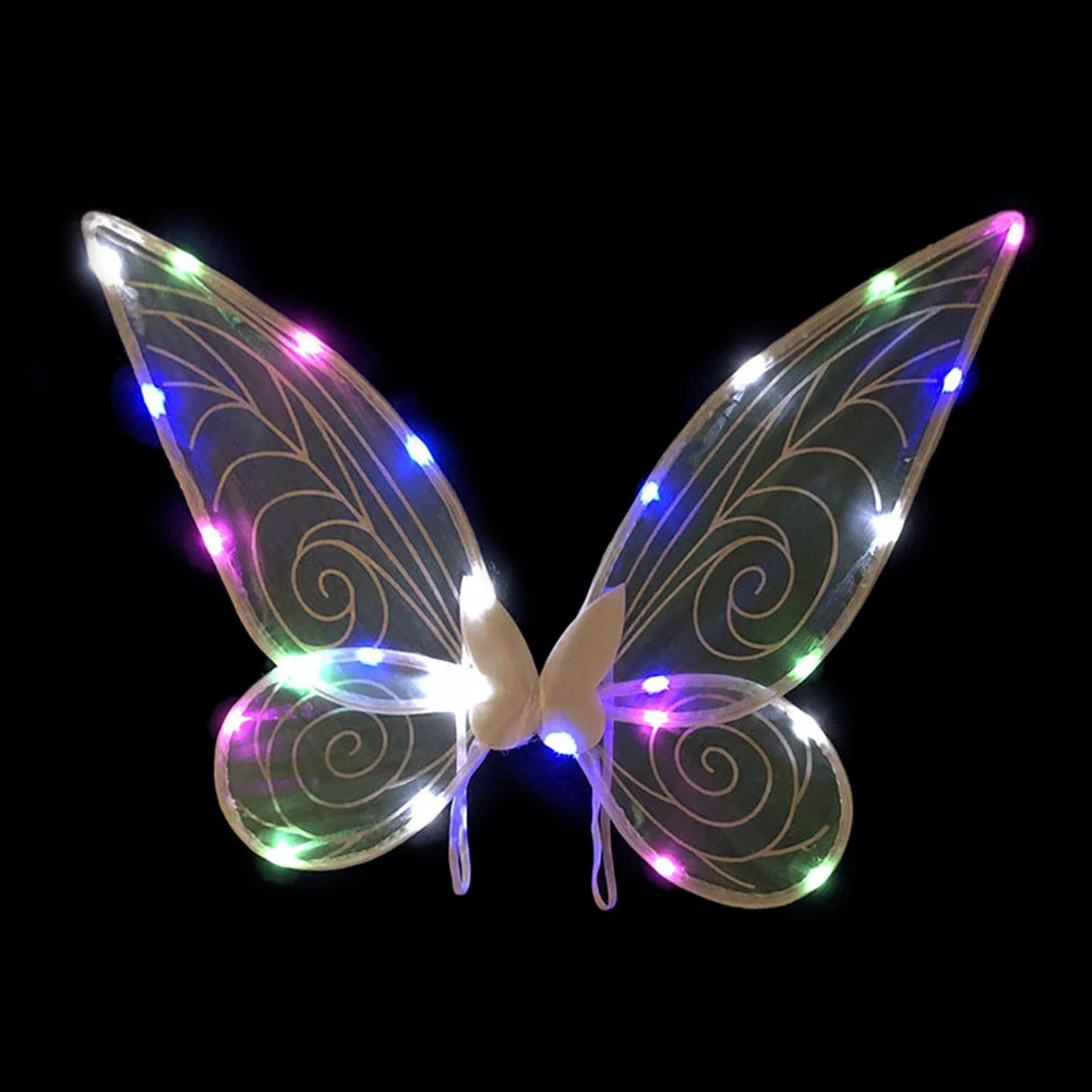 Dress Up Angel Wings LED Fairy Wings Butterfly Sequin Wings Glowing Elf Princess Costume for Kids Girls Christmas Birthday Party