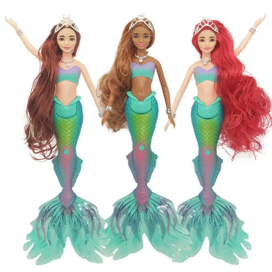 Kawaii 35CM Princess Doll Mermaid Doll Beauty Fish BJD With Lights and Music Play House Toys Baby Dolls Children Present