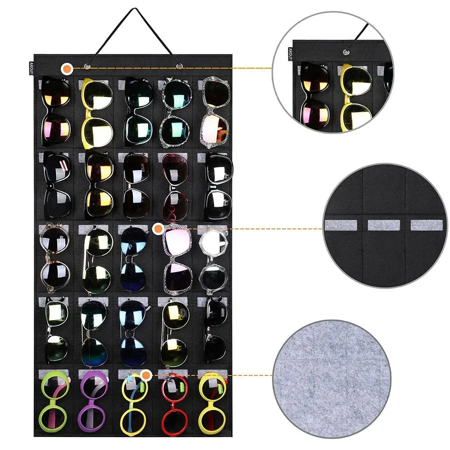 1 Pcs Sunglasses Felt Storage Hanging Bag Sunglasses Accessories Hanging Display Rack Behind the Door Wall Storage Organizer New