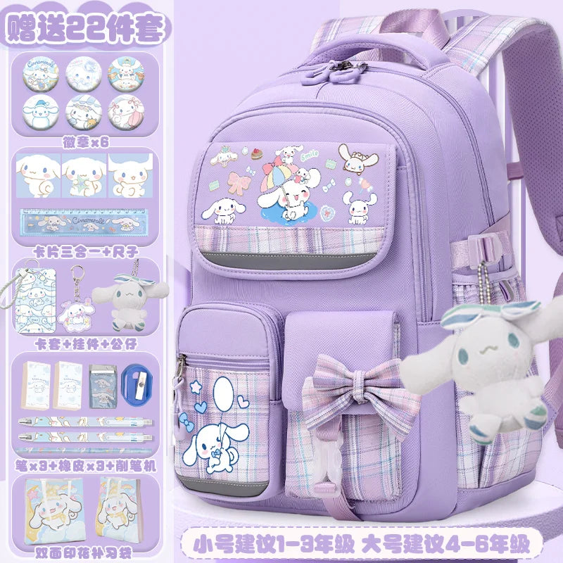 Sanrio Cinnamon Dog Cute Fashion Print School Bag for Primary School Students, Stylish Children's Back-To-School Backpack