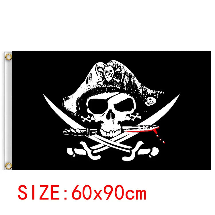 60*90cm Pirate Banner Pirate Theme Birthday Party Decorations Pirate Ship Skull Pennant Flags for Halloween Party Decor Cosplay