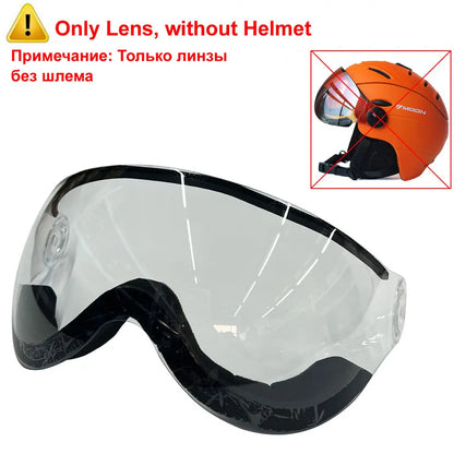MOON Professional Half-Covered Ski Helmet Integrally-Molded Sports Man Women Snow Skiing Snowboard Helmets With Goggles Visor