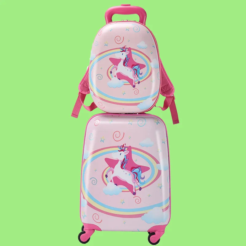 Children Trolley Rolling Luggage 18 Inch Universal Wheel Cartoon Dinosaur Suitcase 13 Inch Travel Bag Backpack Drag Box for Kids