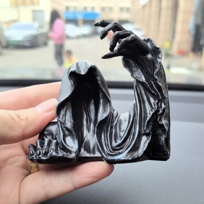 Halloween Grim Reaper Sculpture Decoration Resin Desk Figure Ornament Mysterious Man Sitting for Home Car Desktop Decorations