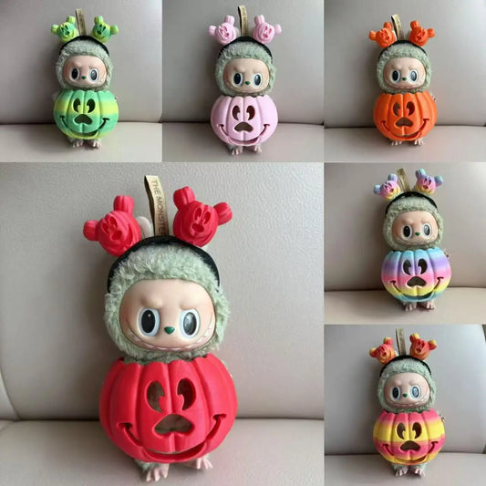 Kawaii 15cm Labubu Doll Clothes – Halloween Pumpkin Dress With Adorable Hand-Carved Headband Cosplay Outfit Gift Accessories