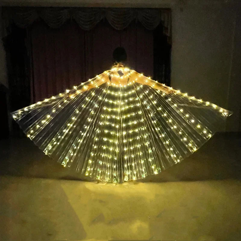 LED Wings Belly Dance Wings Isis Halloween Wing Prop Shining LED Lamp Wing Belly Dance Costumes Accessories Sticks Adult Child