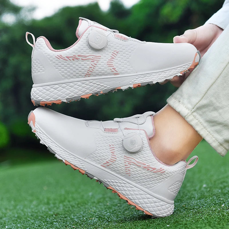 LiXingMing Golf Shoes Women Pink Professional Water Proof Spikeless Golf Sport Shoes Outdoor Training Golf Walking Sneakers