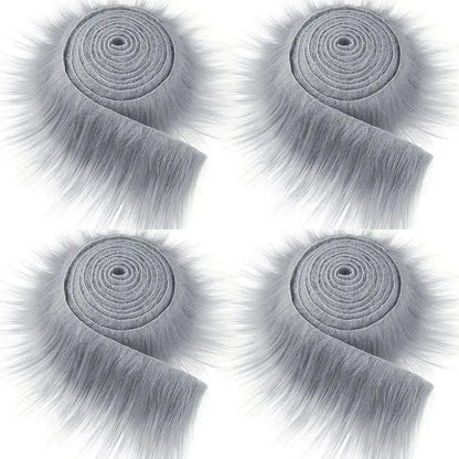 1.5M Faux Fur Ribbon Tapes Trim Fabric Roll Plush Fur Stripe Long Plush Fur Fabric Fluffy Trimming for Winter Costume DIY Crafts