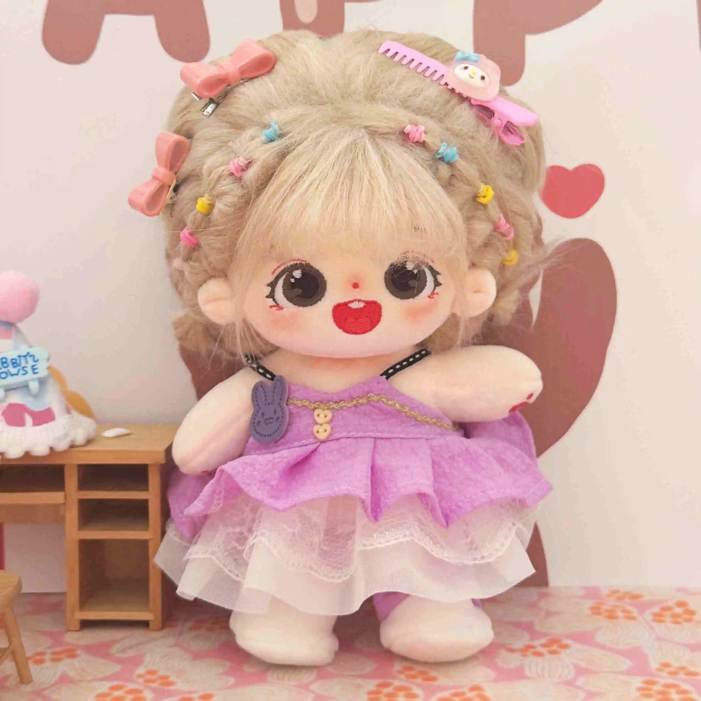 20cm Kawaii Plush Cotton Doll Anime Stuffed Idol Doll Outfit Baby Plushies Toys Star Dolls Action Figure Dress Girls Kids Gifts