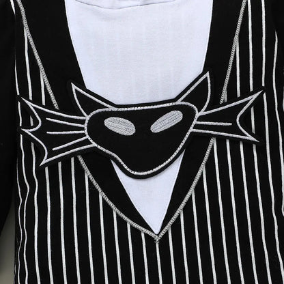 Baby Boy Halloween Cosplay Clothes Jack Nightmare Before Xmas Romper Christmas Cotton Striped  Hooded Jumpsuit for 0-24 Months