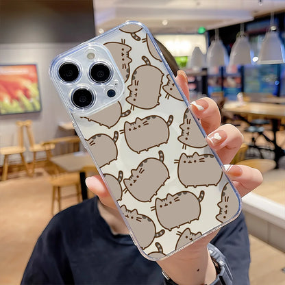 Cartoon Cat Lovely for IPhone 16 15 14 13 12 11 Pro Max Plus Transparent Magnetic Suction P-Pusheens-S Phone Case