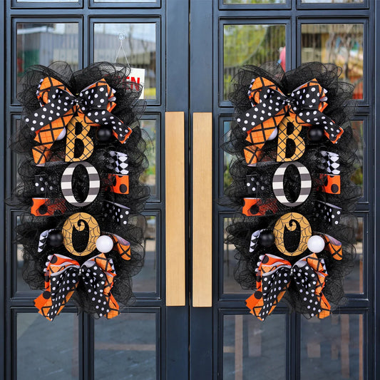 Halloween Wreath Door Hanging Wreath Halloween Thriller Pumpkin Wreath Door Plate Yard Decoration Pendants