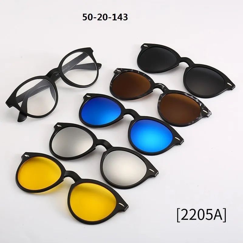6 in 1 Custom Men Women Polarized Optical Magnetic Sunglasse Magnet Clip on Sunglasses Polarization Clip on Sun Glasses Frame
