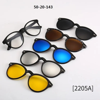 6 in 1 Custom Men Women Polarized Optical Magnetic Sunglasse Magnet Clip on Sunglasses Polarization Clip on Sun Glasses Frame