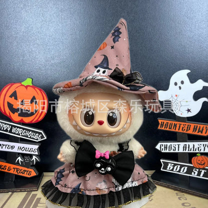 Only Clothing for Labubu Halloween Magical Witch Doll Costume Standing Posture 17cm Vinyl Doll Changing Doll Accessories Gift