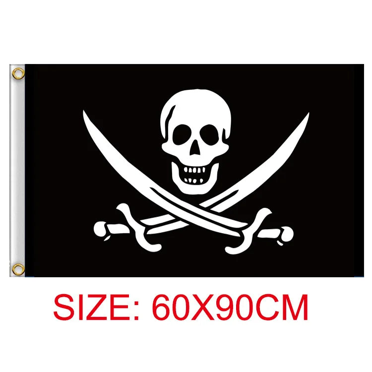 60*90cm Pirate Banner Pirate Theme Birthday Party Decorations Pirate Ship Skull Pennant Flags for Halloween Party Decor Cosplay