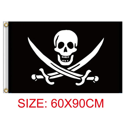 60*90cm Pirate Banner Pirate Theme Birthday Party Decorations Pirate Ship Skull Pennant Flags for Halloween Party Decor Cosplay