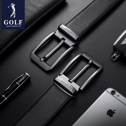 GOLF Men's Genuine Leather Needle Buckle Youth Belt, Simple and Casual, Trendy Top Layer Cowhide Pants With Men's Belt, Business