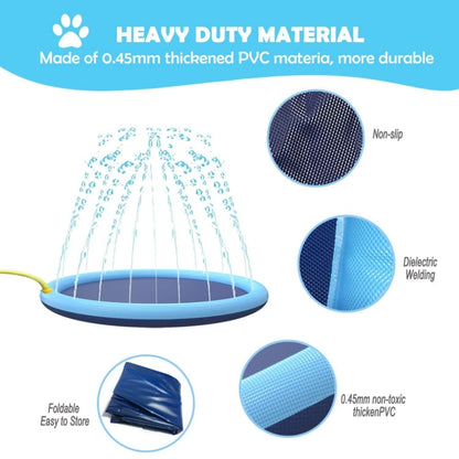 Splash Sprinkler Pad for Dogs Kids Non-Slip Thicken Dog Pool With Sprinkler Pet Summer Outdoor Play Water Mat Toys for Pet Dogs