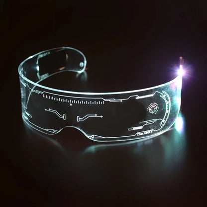 Sense of Future Science Technology LED Luminous Glasses Ins Popular Punk Goggles Party Christmas Colorful Light Shades Decor